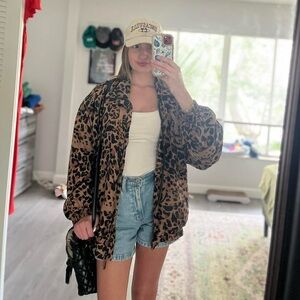 Vintage 100% Silk Leopard Bomber Jacket